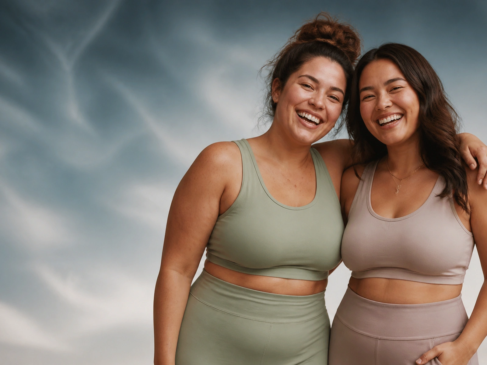 Two women smiling together