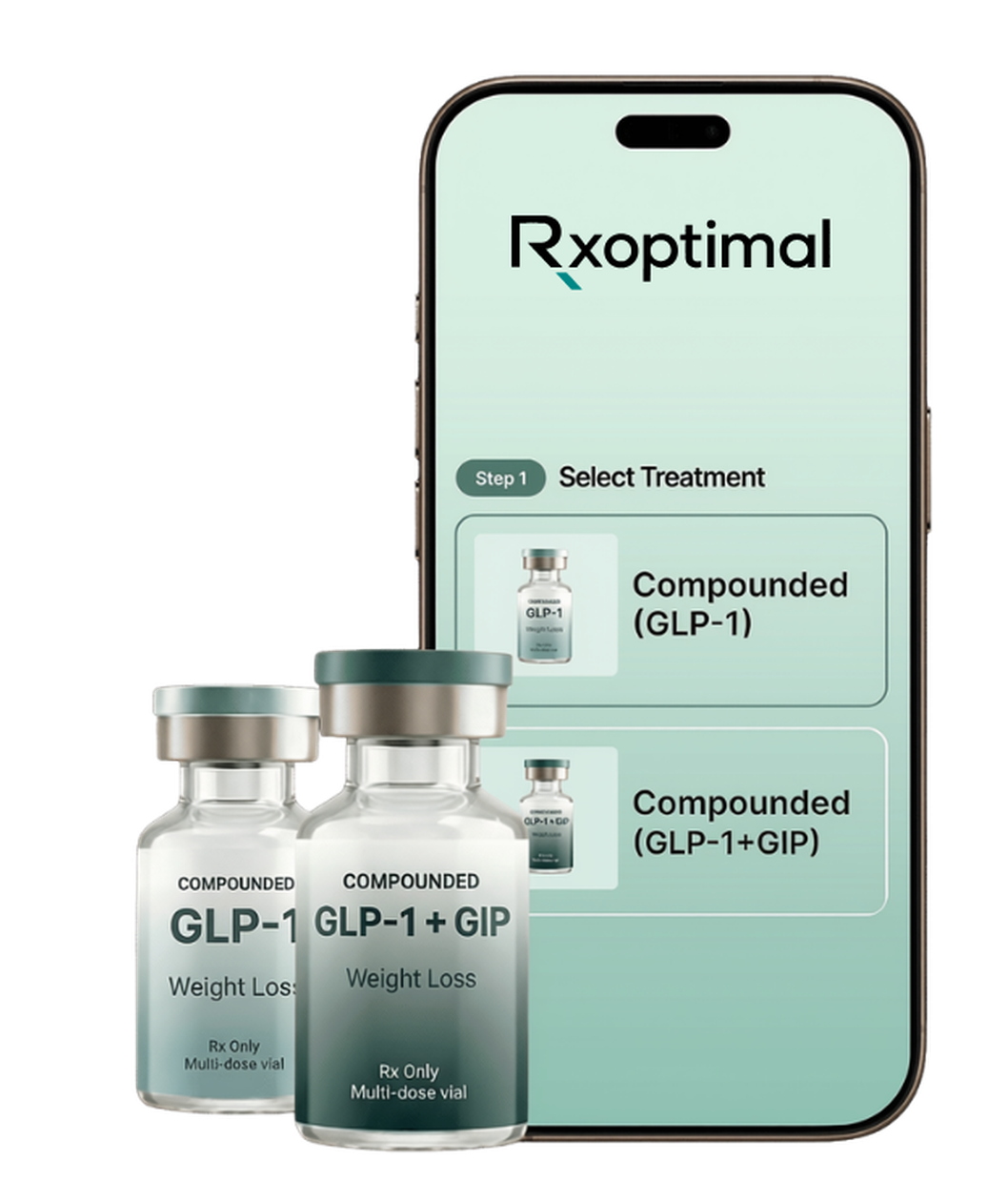 GLP-1 medication vials and mobile app
